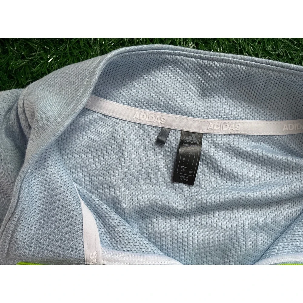 Adidas Primegreen Mens Large Light Blue Quarter Zip Golf Pullover Sweatshirt